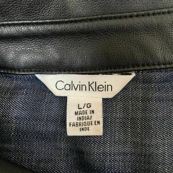 Calvin Klein Mens Blue Denim Retro Shirt Size L - Picture 7 of 9
